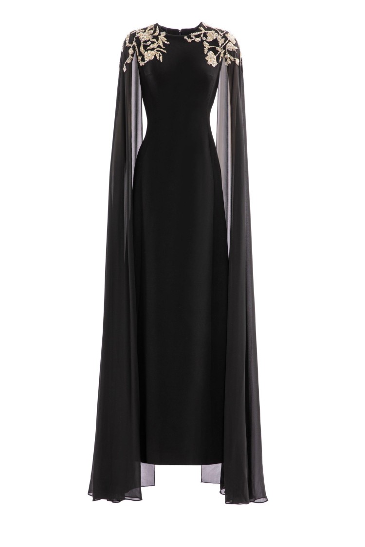 Shop Saiid Kobeisy Embellished Crepe Kaftan