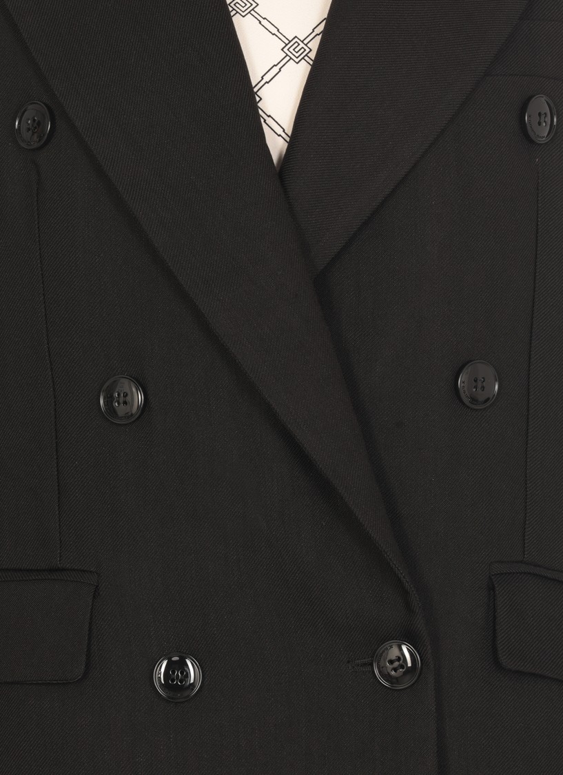Elisabetta Franchi Black Linen Blend Blazer In Black