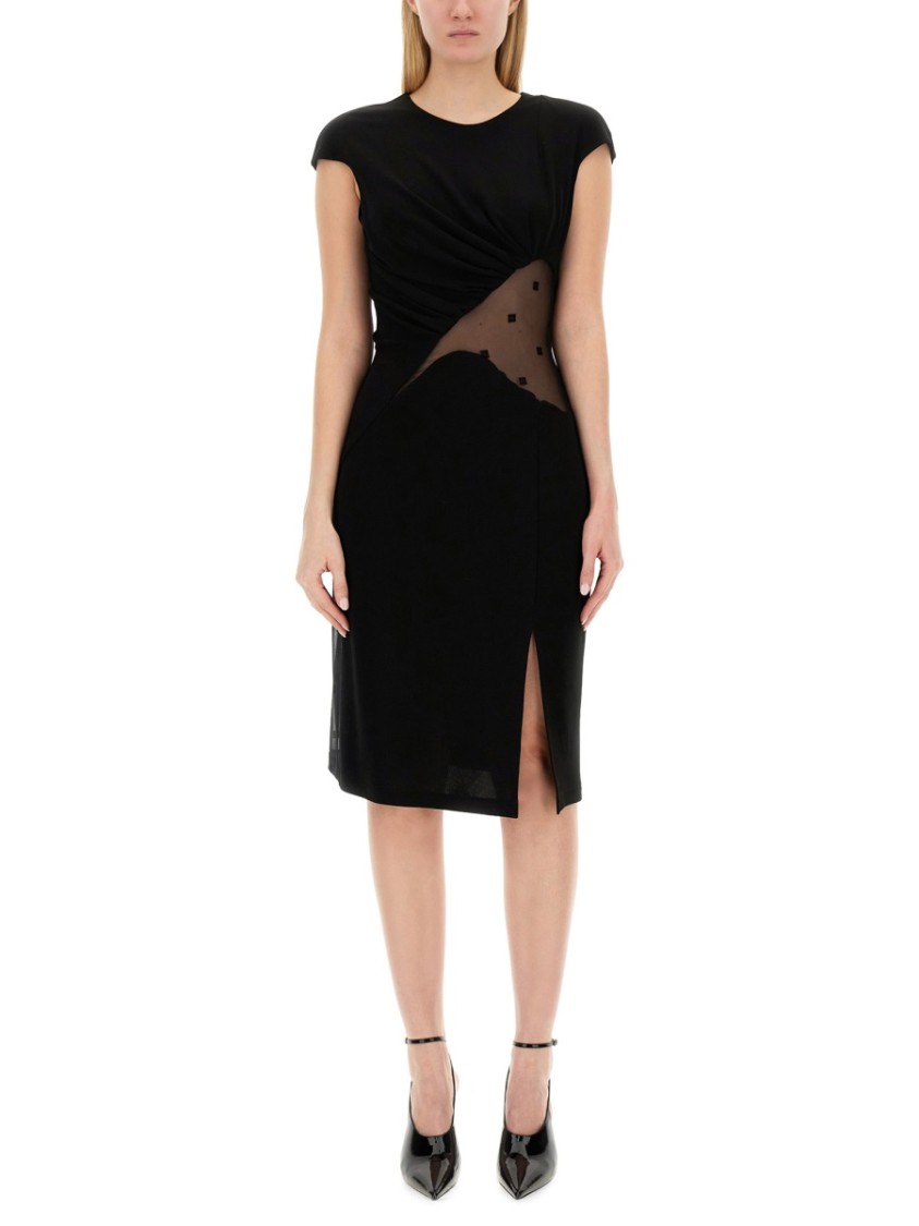 Givenchy Womens Black Semi-sheer Cut-out Woven Midi Dress