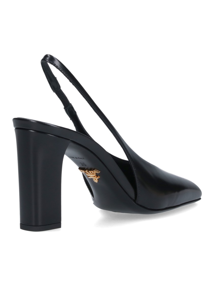 Prada Women Decolette Leather Heels In Black