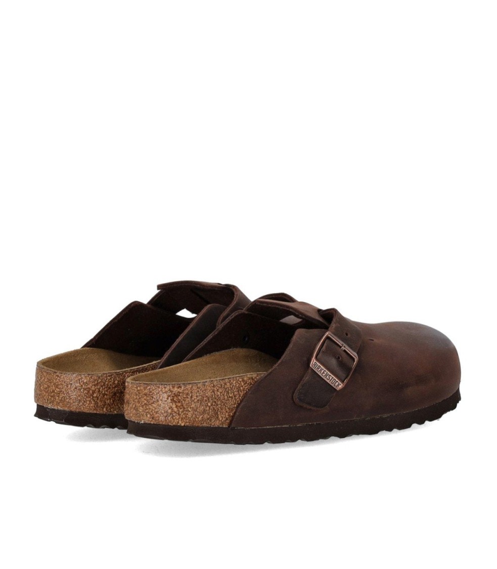 Birkenstock 'boston' Brown Slip-on Mules With Buckle