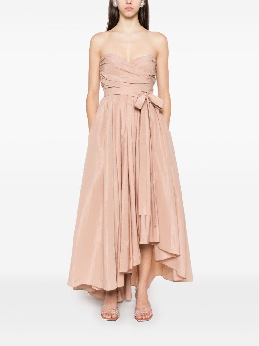 Shop Pinko Strapless Salmon Pink Evening Dress
