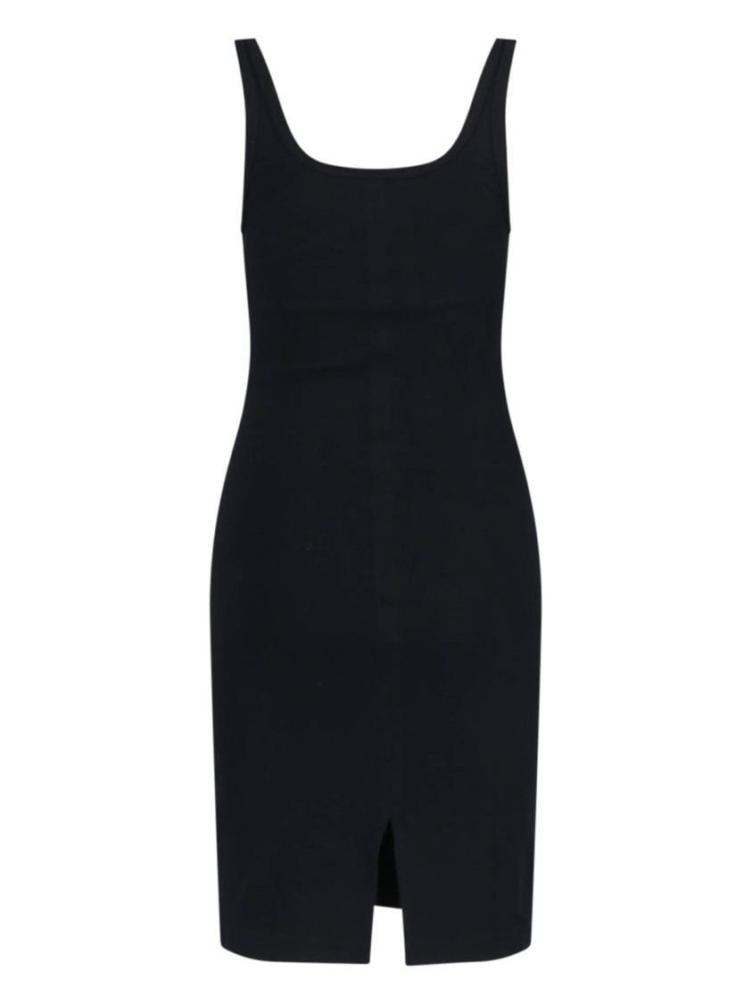 Mm6 Maison Margiela Black Dress With Crossed Straps On The Shoulder In Black