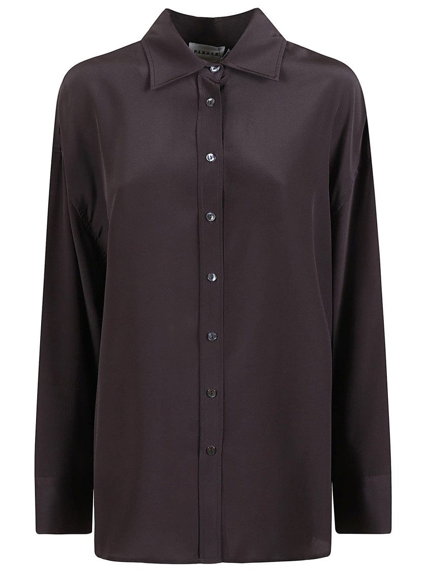 P.a.r.o.s.h . Silk Shirt With Classic Collar And Button-down Front In Blue