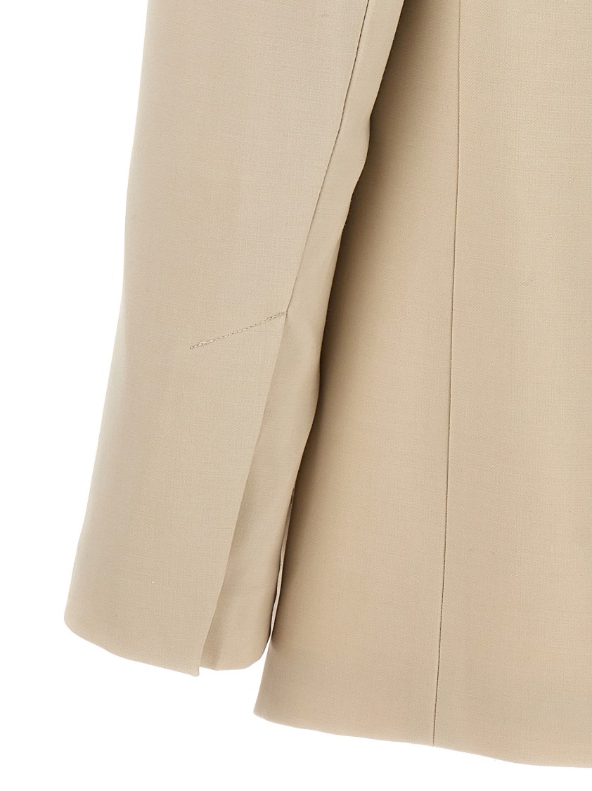 Helmut Lang Single-breasted Wool Blend Blazer In Neutral