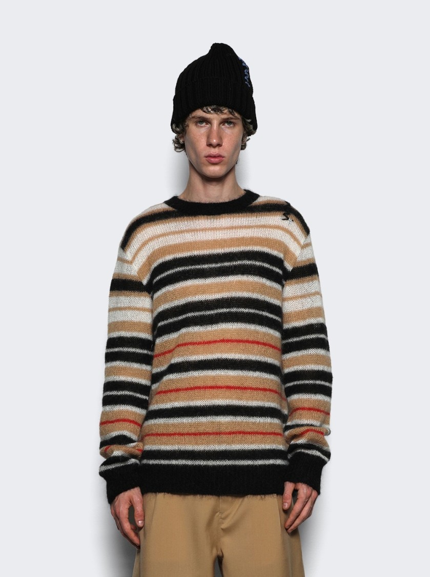Marni Crew Neck Mohair Blend Sweater With Striped Pattern