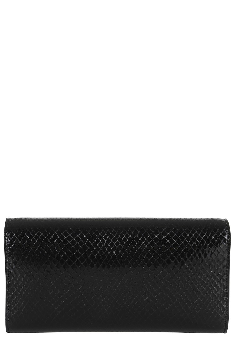 Jimmy Choo Snake-print Leather Clutch With Gold Accents In Black
