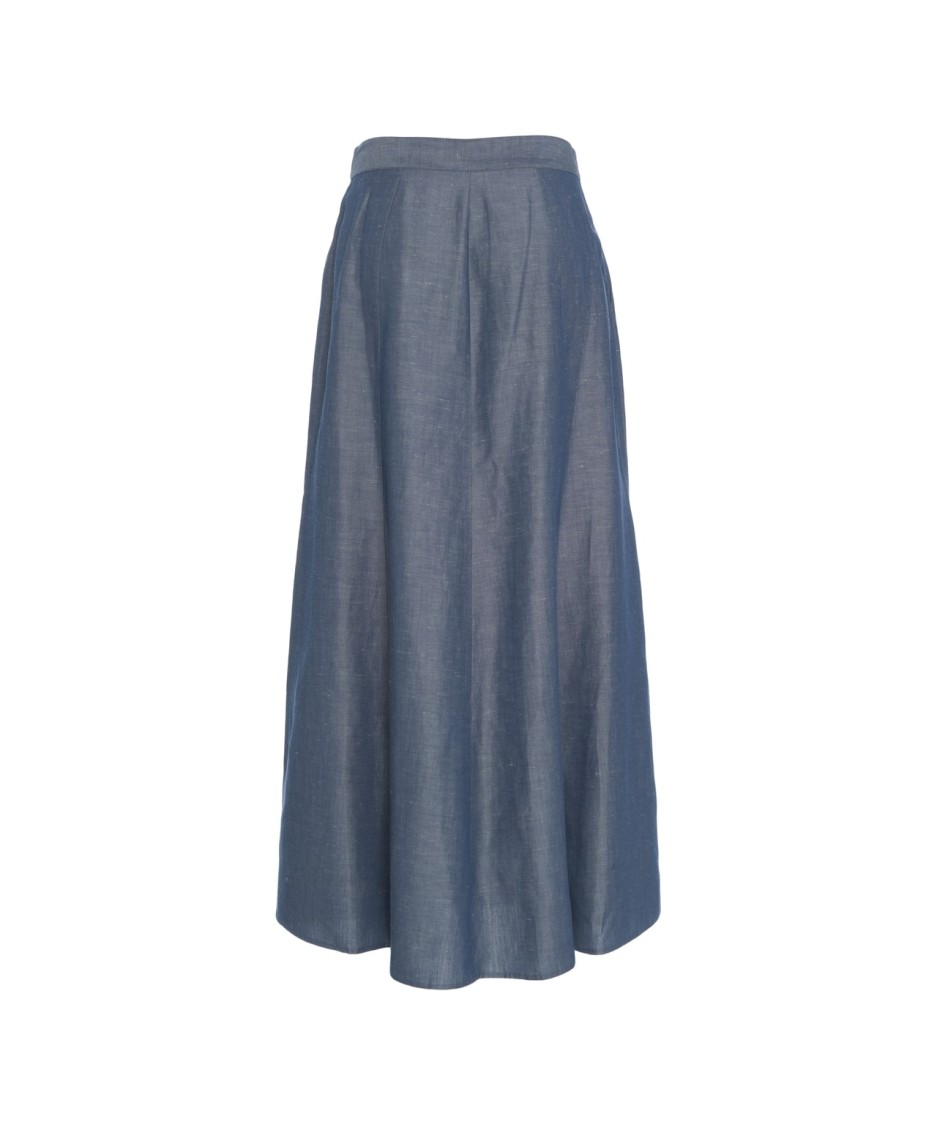 LIU •JO LIU JO HIGH-WAISTED FLARED LINEN BLEND SKIRT