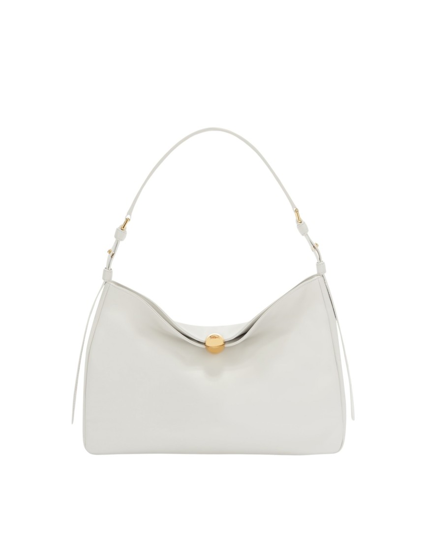 Furla Sfera Soft L Shoulder Bag In Marshmallow Color Leather In White