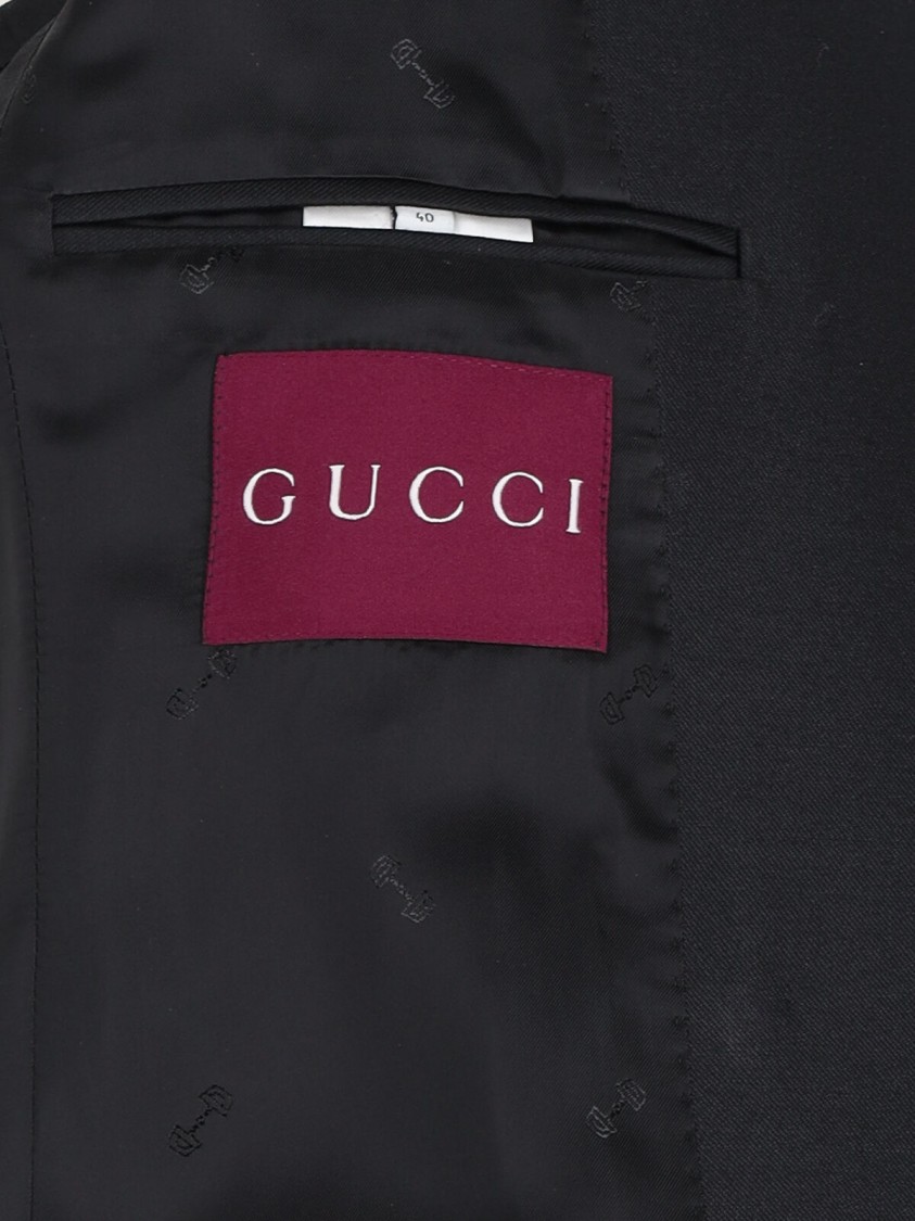 Gucci Double-breasted & Silk Blazer – Black In Black