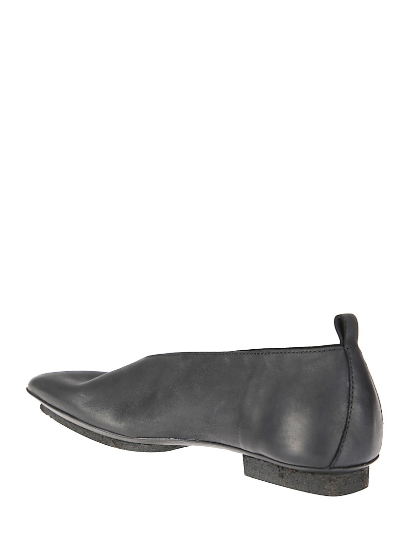 Uma Wang Square-toe Leather Ballerina Shoes In Gray