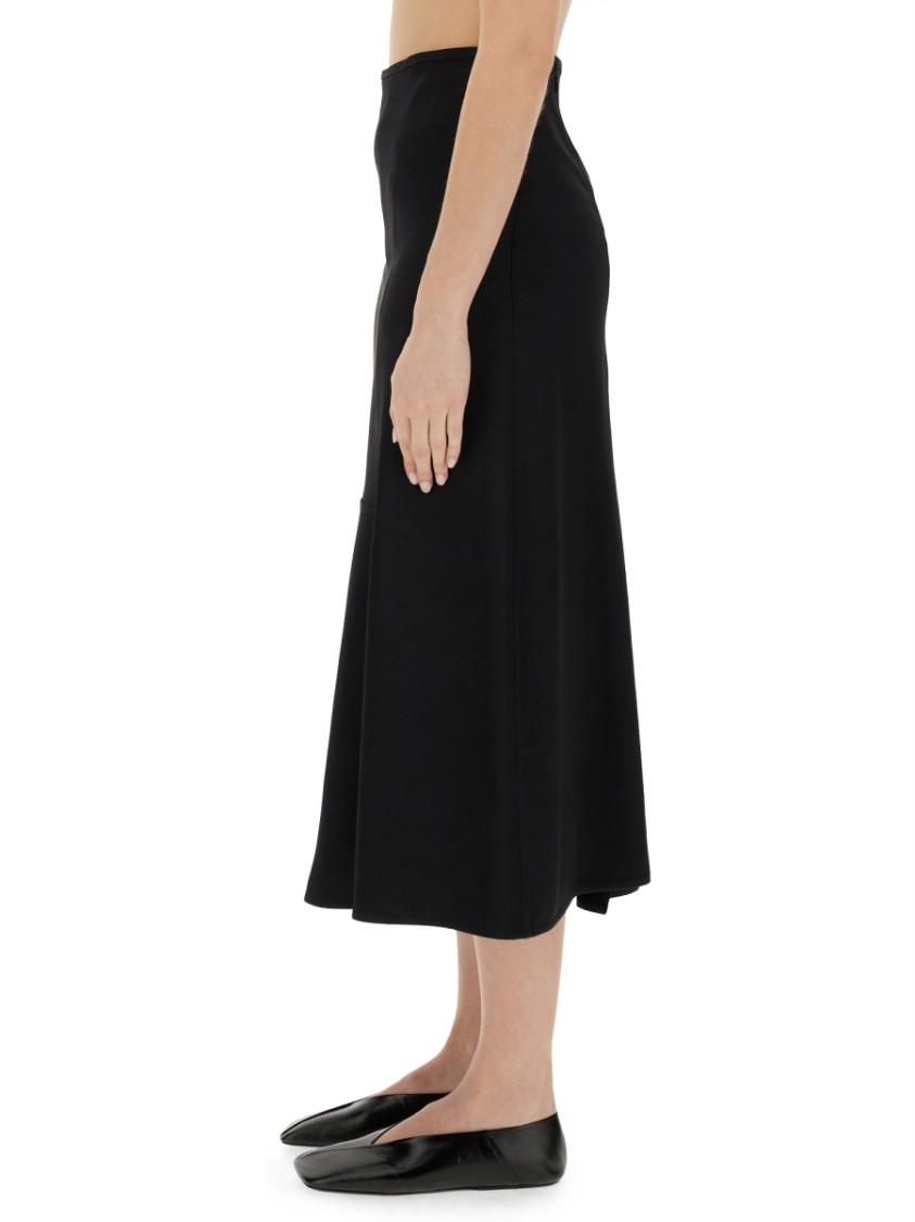 Shop Jil Sander Flared Black Midi Skirt