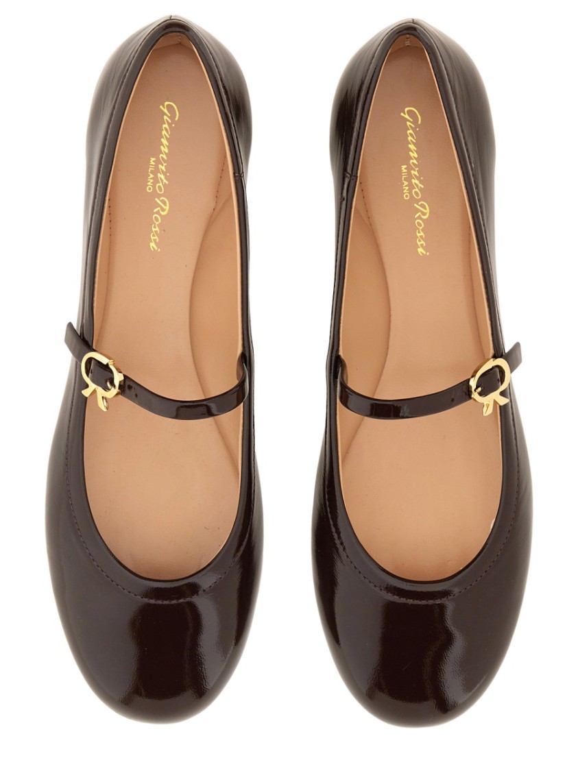 Shop Gianvito Rossi "carla" Dancer Brown Ballet Flats In Burgundy