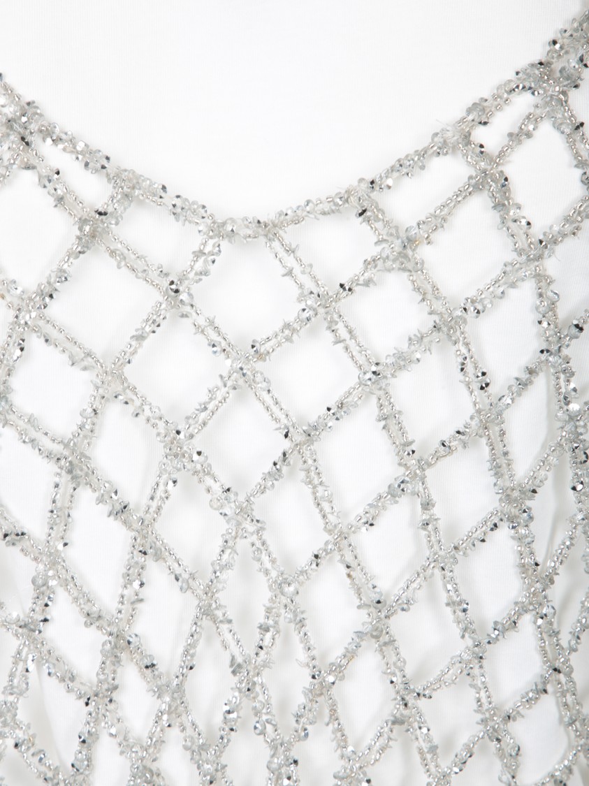 Shop Pinko Shimmering Crochet Net White T-shirt