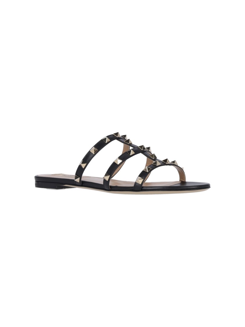 Shop Valentino Garavani Rockstud' Slide Sandals – Black