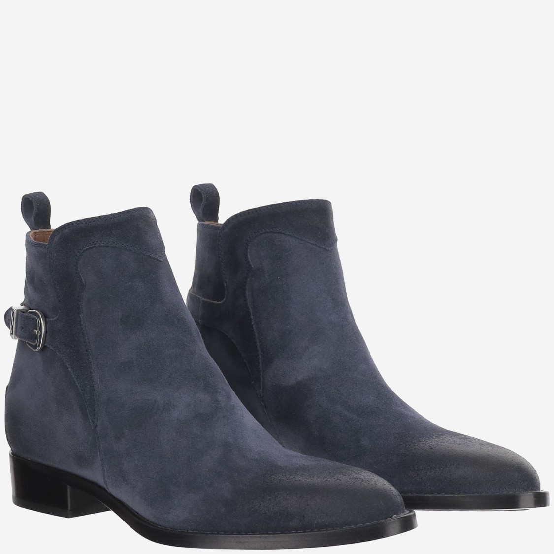 Sartore Buckle-detail Ankle Boots In Blue
