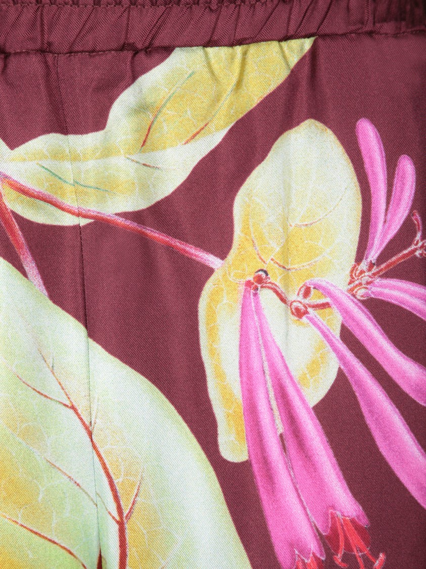 Shop Pierre-louis Mascia Wide-leg Bordeaux Trousers With Floral Print