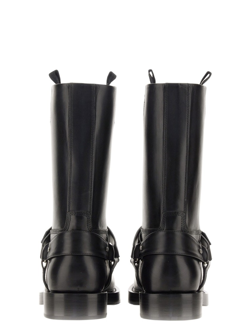 Burberry Knee-high Saddle Boots With Buckle Detail In Black