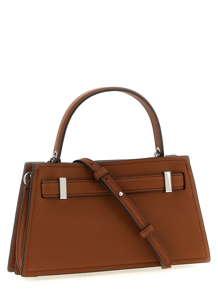 Tory Burch Mini Lee Radziwill Leather Top-handle Handbag In Brown