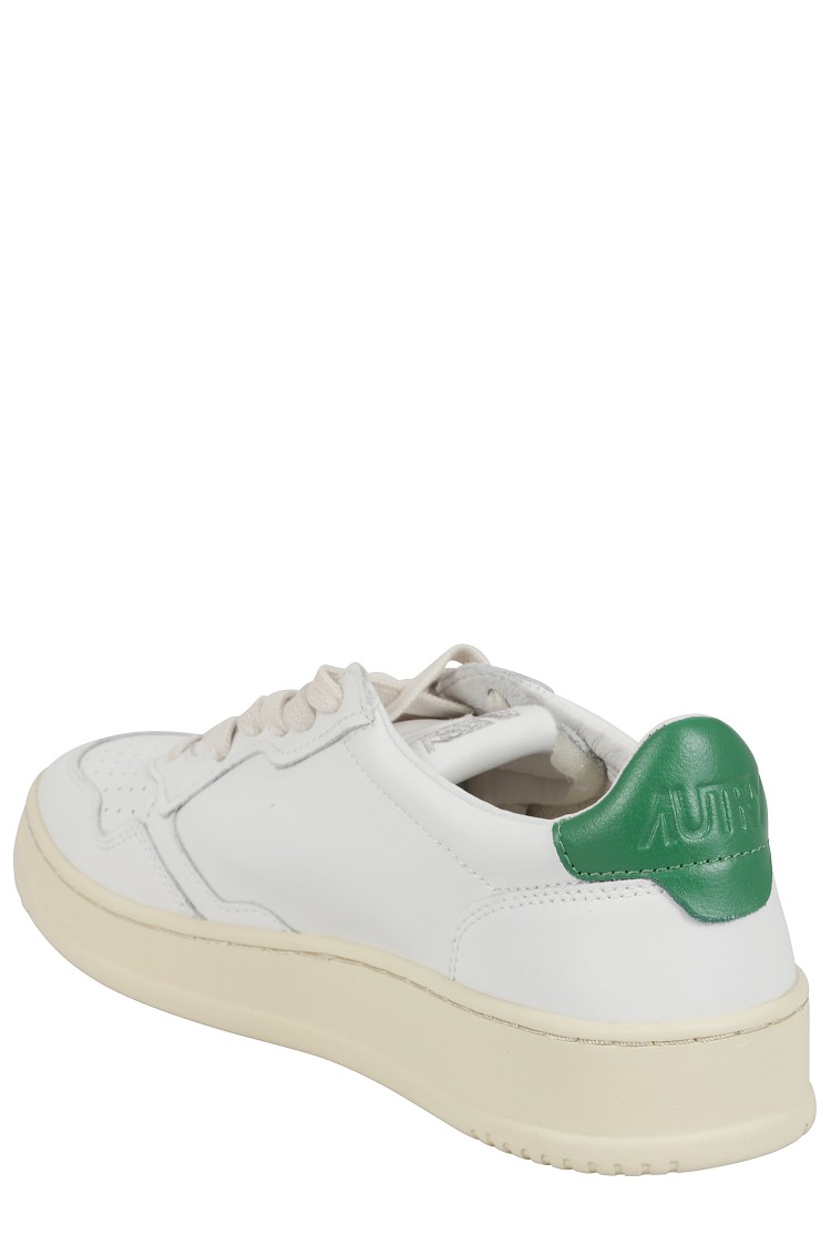 Autry Low-top Leather Sneakers With Perforated Upper And Contrasting Sole In White