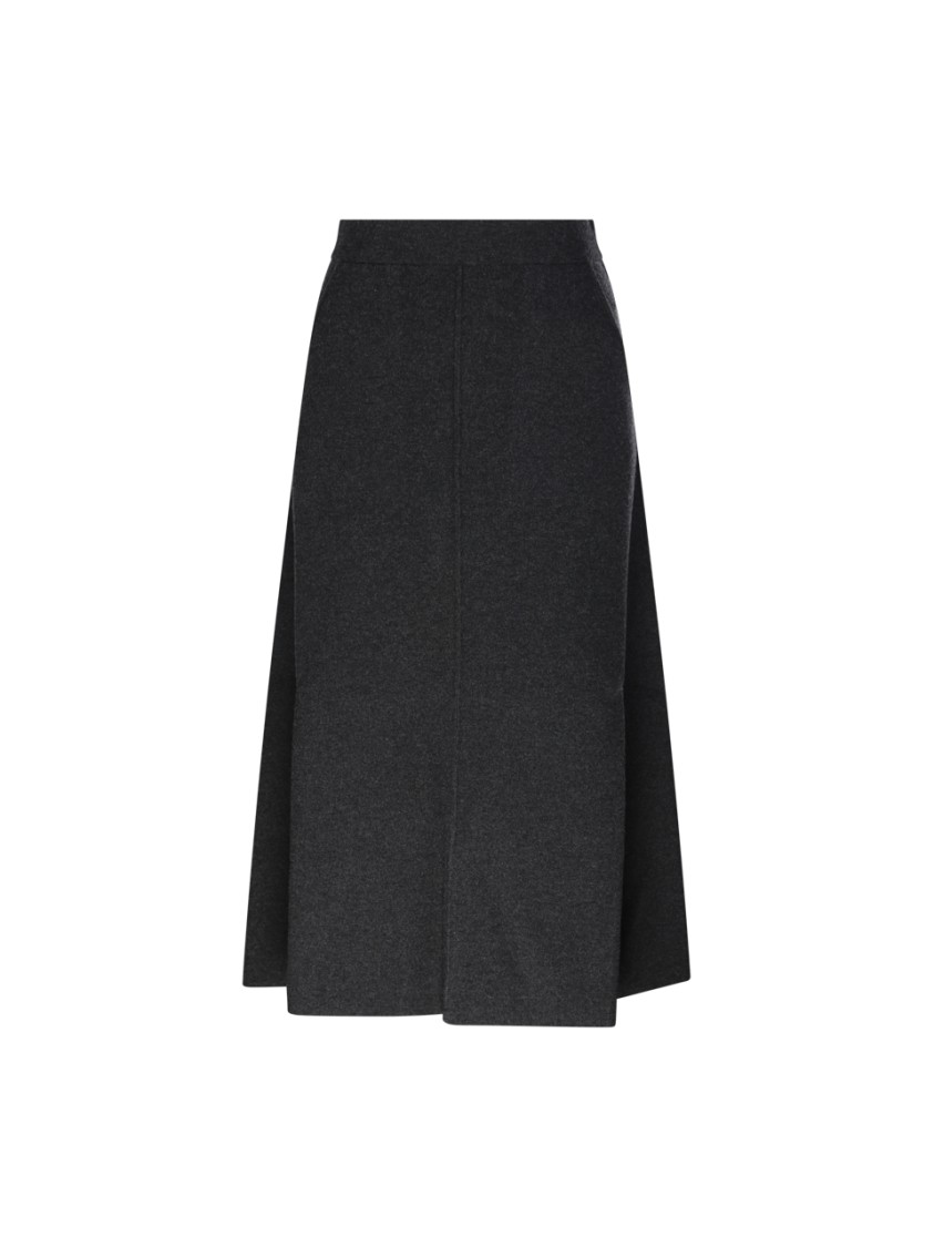 Max Mara A-line Midi Skirt With Discreet Side Pockets In Gray