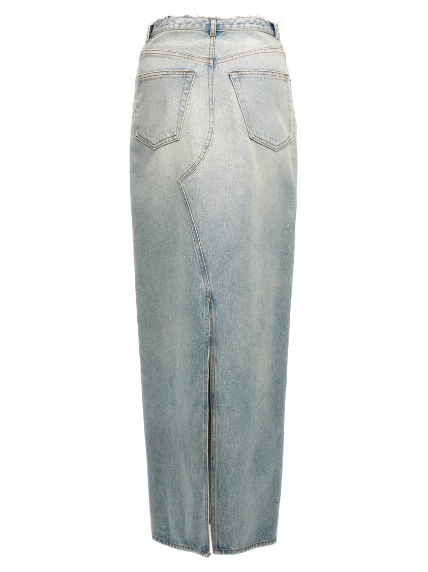 Mm6 Maison Margiela Mm6 By Maison Margiela Long Cotton Denim Skirt With Front In Blue