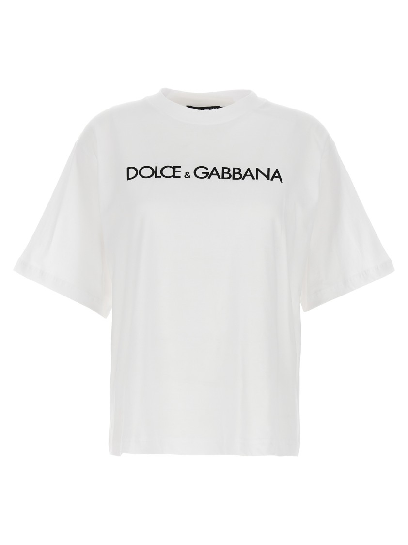 Dolce & Gabbana Relaxed-fit Cotton T-shirt With Bold Logo Print In White