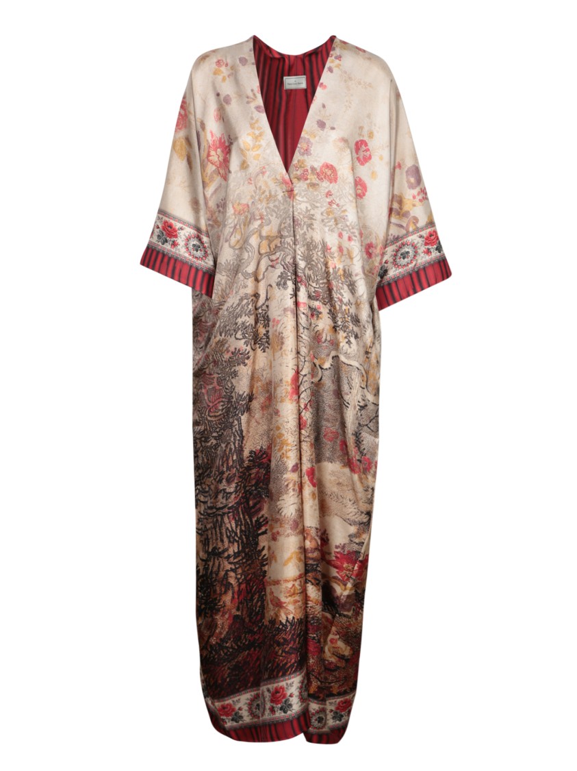 Pierre-louis Mascia Flowing Beige Dress With Deep V-neckline