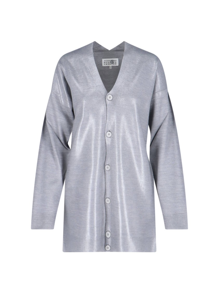 Mm6 Maison Margiela Shiny V Neck Knitwear With Long Sleeves