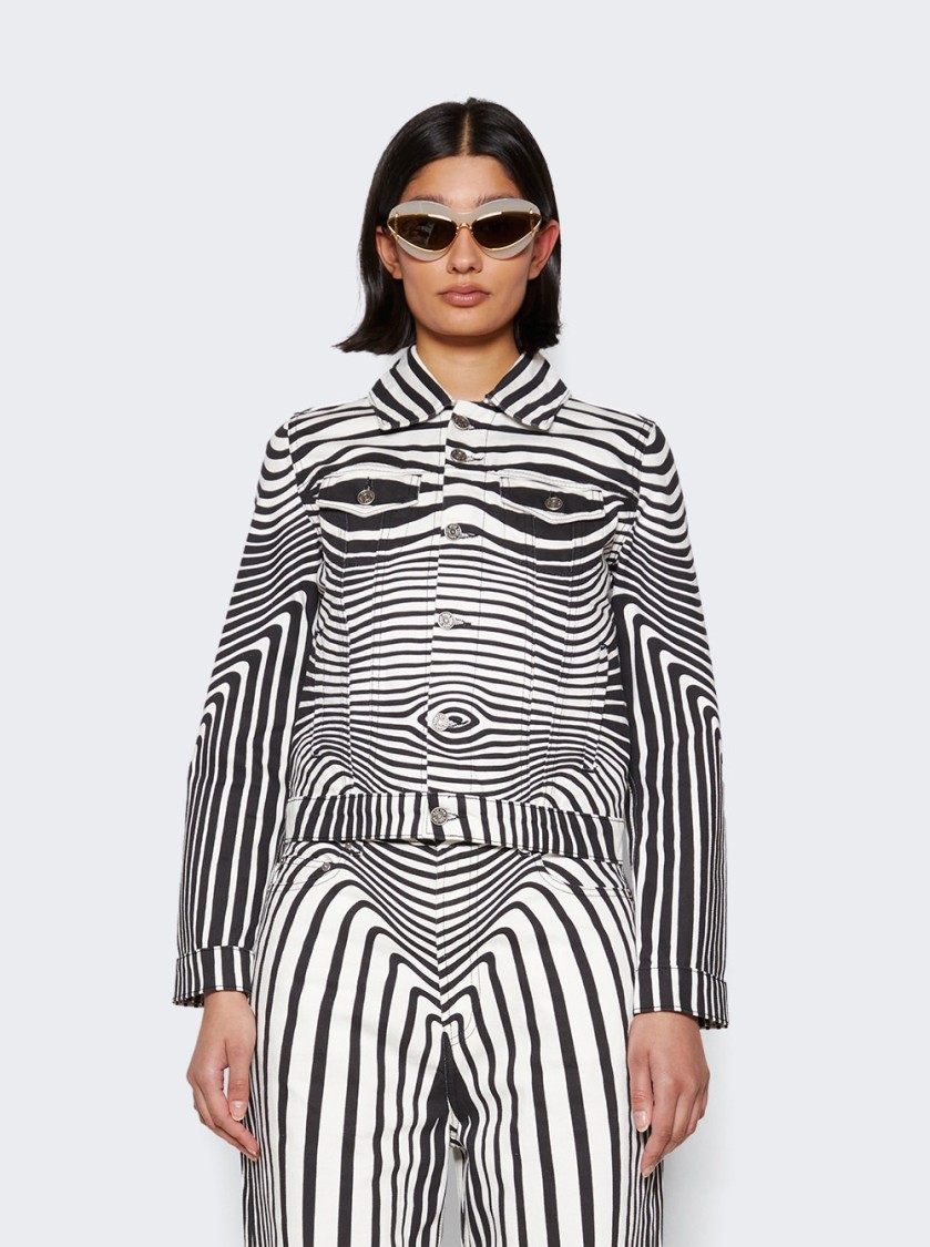 Jean Paul Gaultier Body Morphing Printed Denim Jacket In Gray