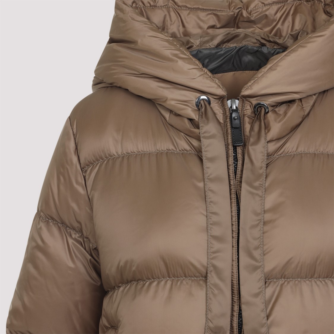 Max Mara Padded Down Jacket With Hood In Brown