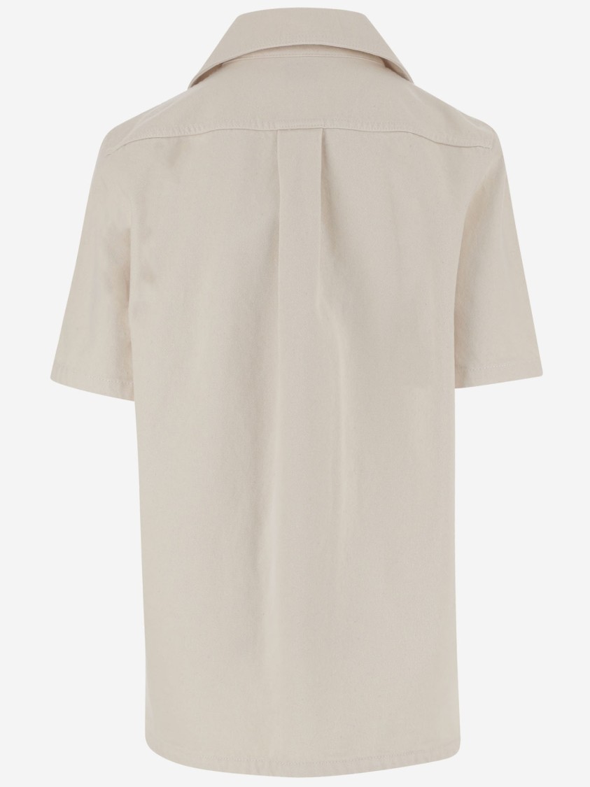 Patou Beige Zipped Denim Mini Dress