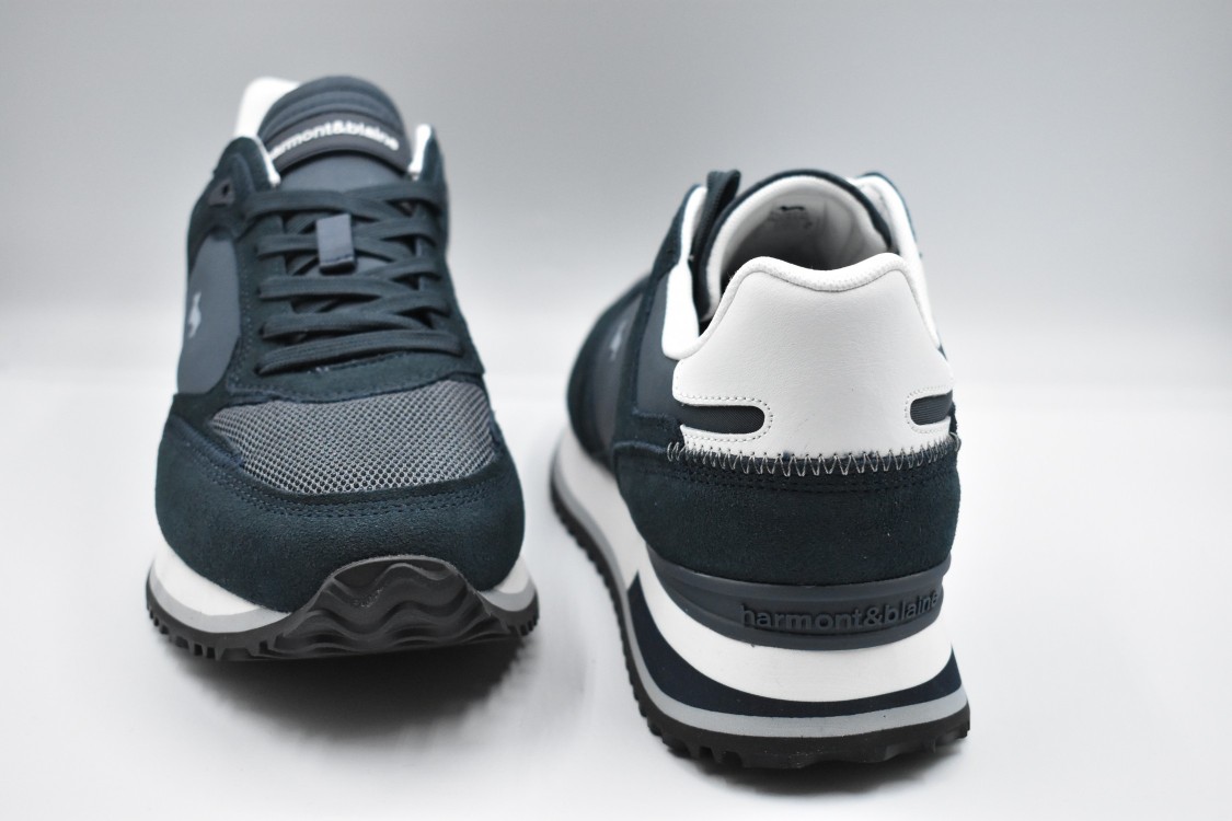 Harmont & Blaine Low-top Sneakers With Suede And Mesh Textures In Black