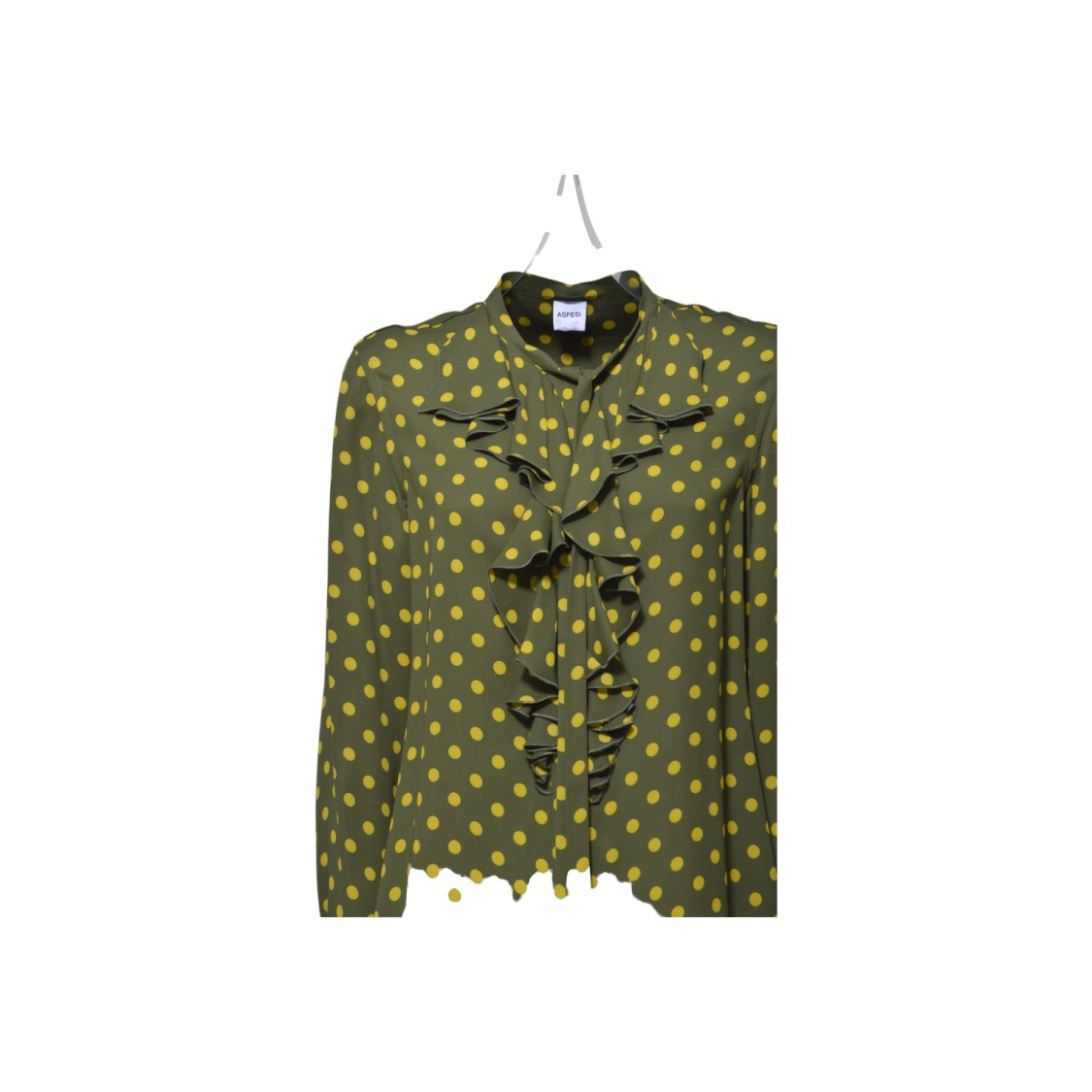 Aspesi Polka Dot Viscose Crepe Shirt In Green