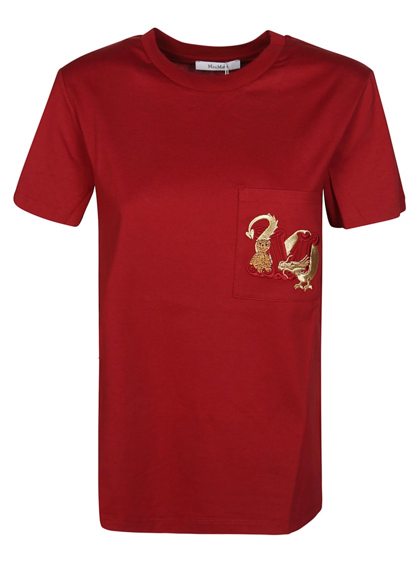 Max Mara Embroidered Dragon And Leopard Pocket T-shirt