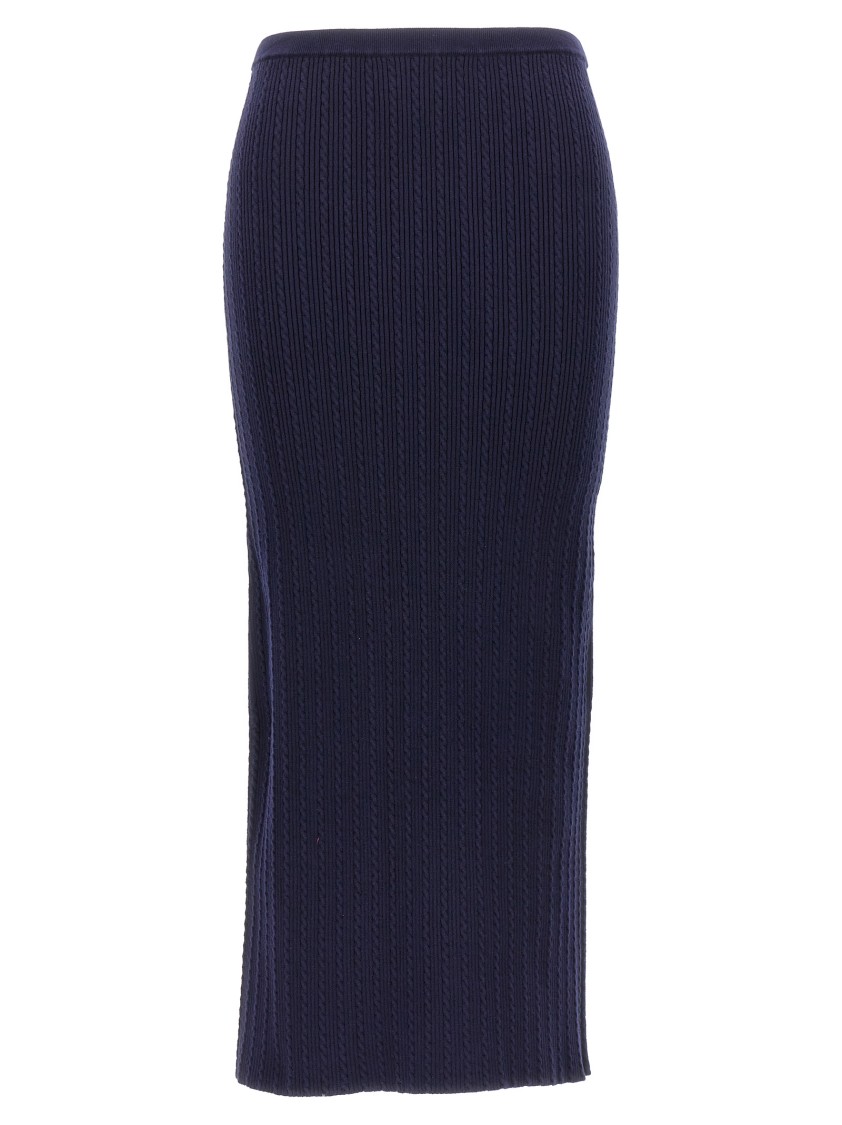 Alessandra Rich Knitted Pencil Skirt In Blue