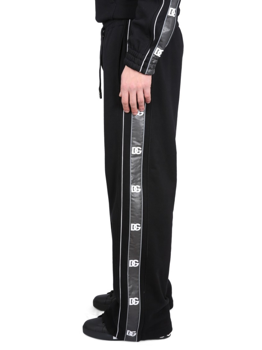 Dolce & Gabbana Jogging Pants With Logo Bands In Black