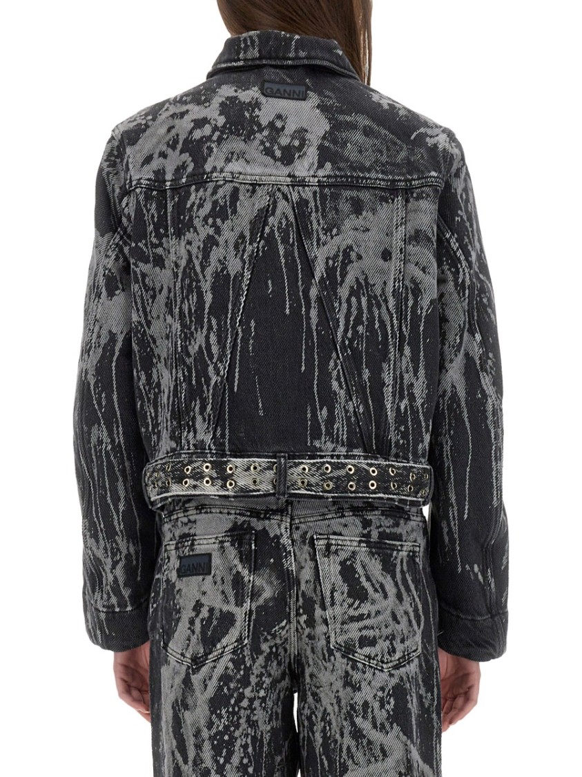 Shop Ganni Heavy Denim Jacket In Black