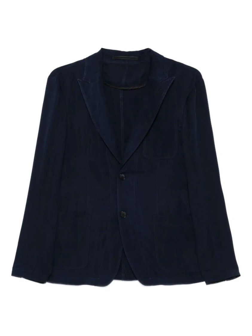 Giorgio Armani Tailored Cupro Jacket With Notched Lapel In Black