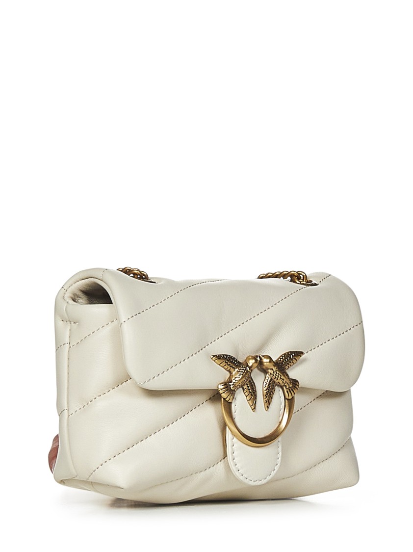 Shop Pinko Quilted White Shoulder Bag With Decorative Clasp