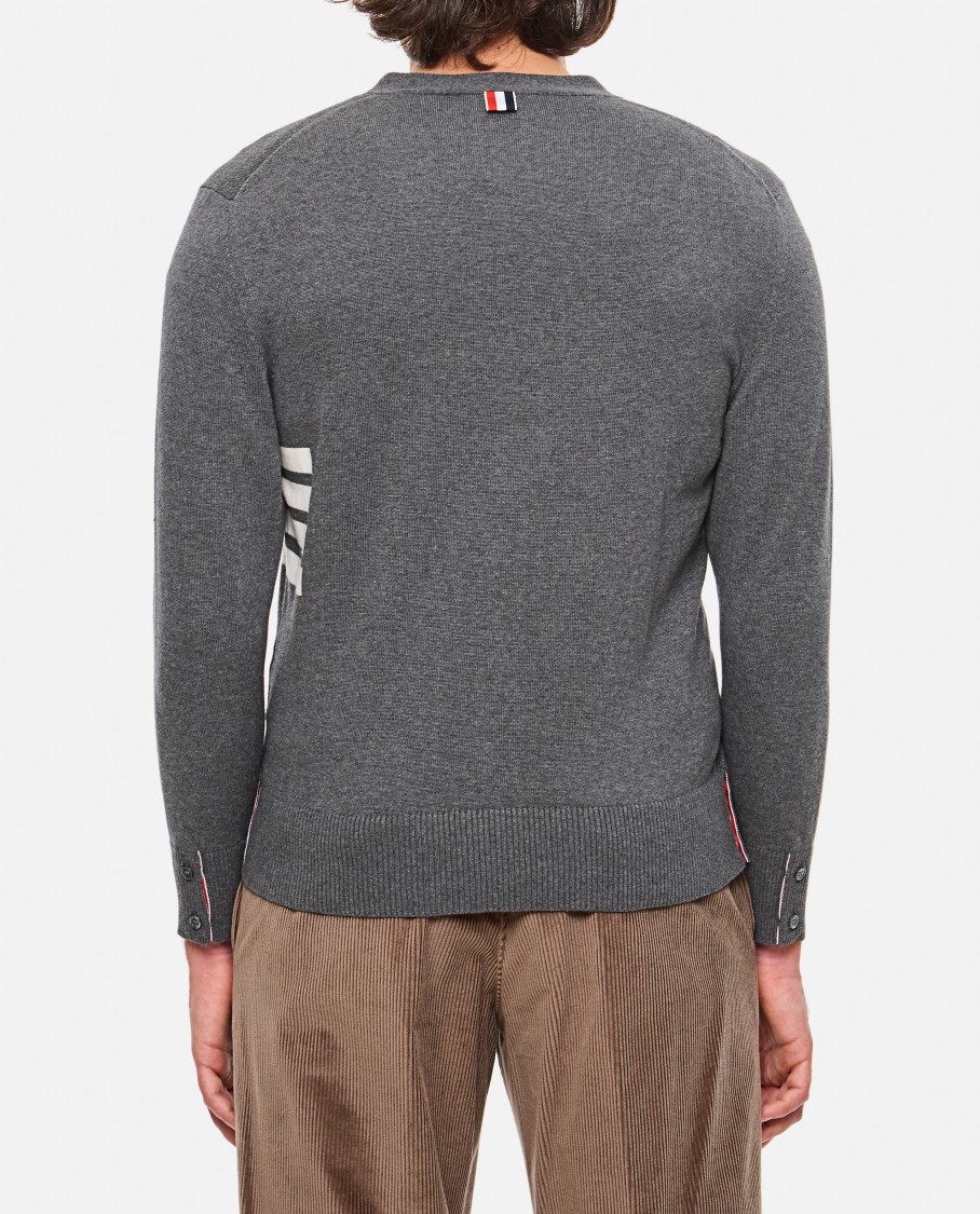 Thom Browne 4-bar Cotton Cardigan For Men In Grey