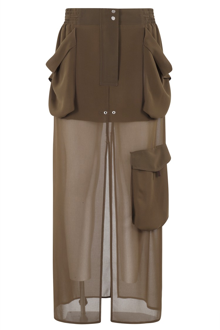Pinko Invece No Skirt In Georgette In Grey