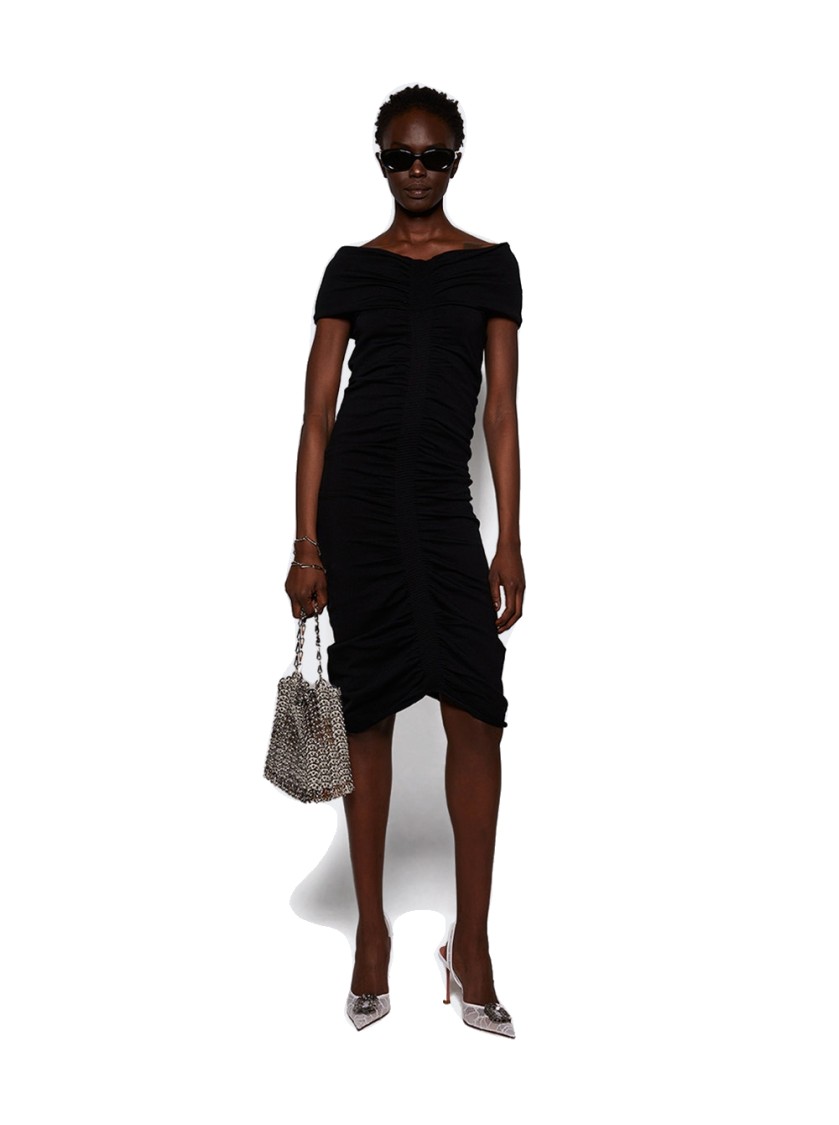 Alexander Wang Off-shoulder Ruched Dress In Black