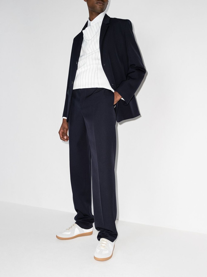 Shop Maison Margiela White Leather Sneakers With Suede Accents