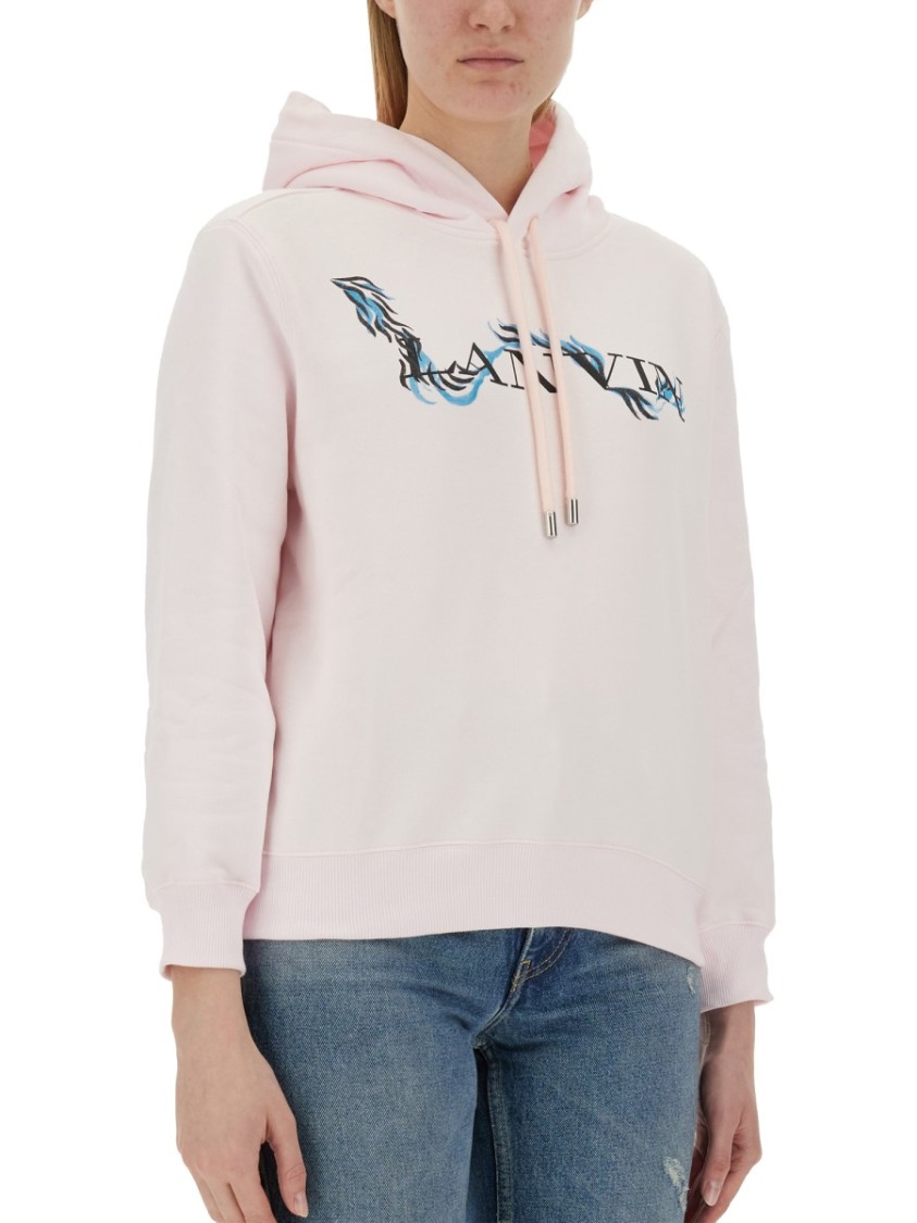 Lanvin Relaxed Fit Cotton Sweatshirt With Front Print In White