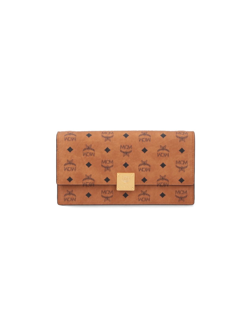 Mcm Large Wallet With Adjustable Shoulder Strap In Brown