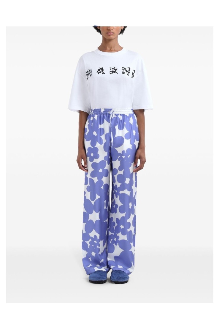 Marni Floral Trousers In Purple