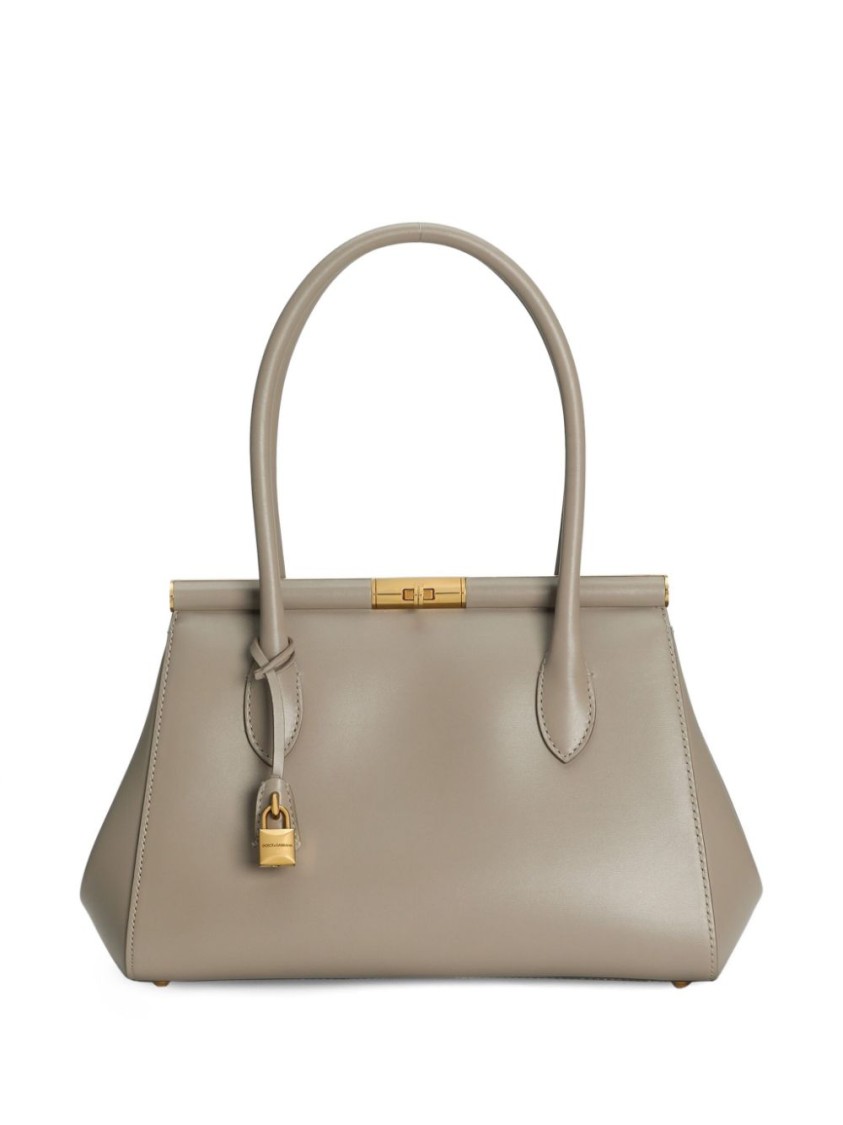 Dolce & Gabbana Grey Leather Handbag In Grey