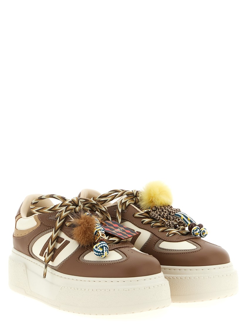 Fendi Sneakers Chunky Sole Contrast Panels In White