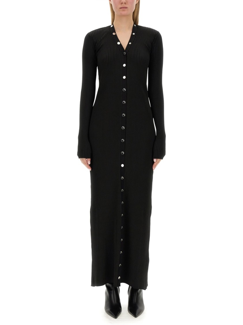 Attico Black Viscose Long Cardigan In Black